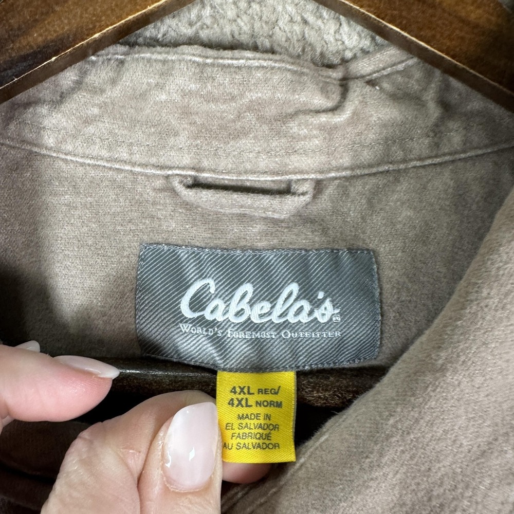 Cabela's Shirt Mens 4XL Brown Flannel Hunting Dogs Ducks Long Sleeve Button - Picture 4 of 10